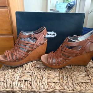 Dr. Scholl's Women's Brown Wedge Sandals